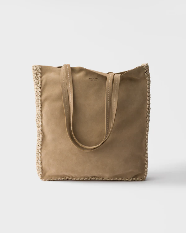 Borsa a tracolla in suede e pizzo lavorato