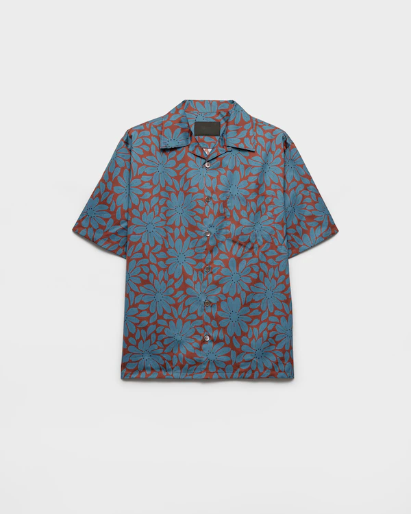 Camicia in cotone con miscela manica corta