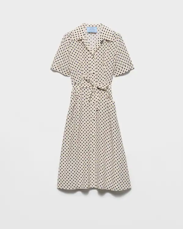 Vestito camicia in puro cotone con stampa a pois