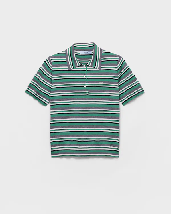 Maglietta polo in cotone a righe manica corta