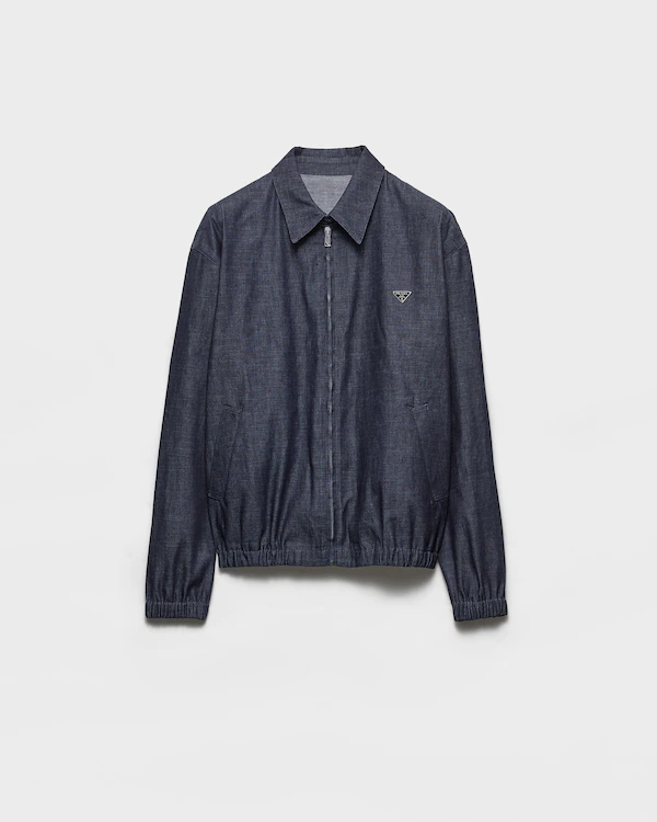 Giacca blouson in denim chambray con cerniera