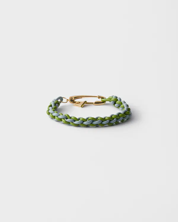 Bracciale in pelle nappa intrecciata con ornamento in metallo