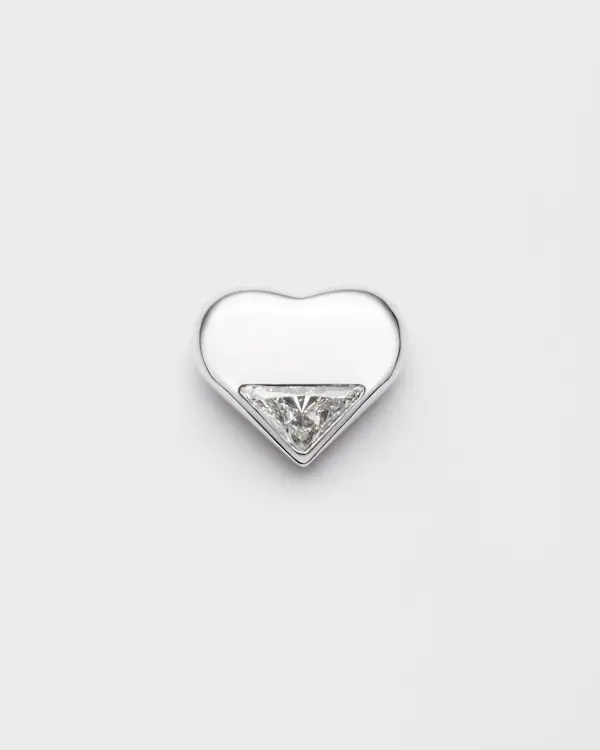 Orecchino singolo cuore nano Eternal Gold in oro bianco con diamante coltivato in laboratorio