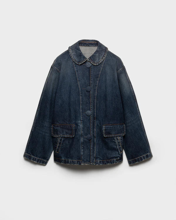Giacca blouson in denim lavato