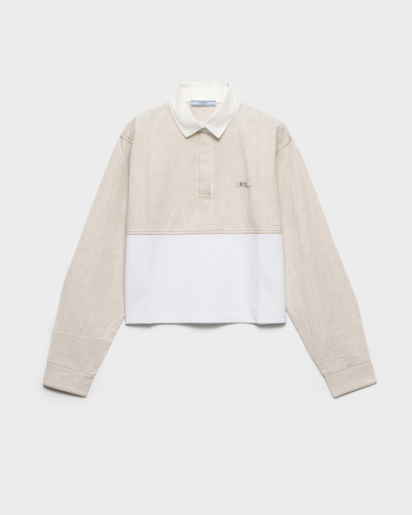 Maglietta polo in chambray e jersey
