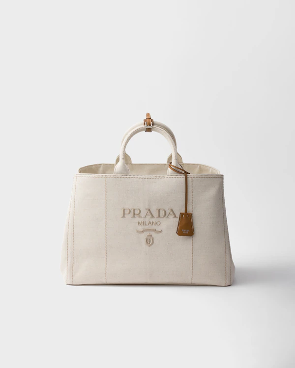Borsa a tracolla in misto lino Prada Jardinière extra-large