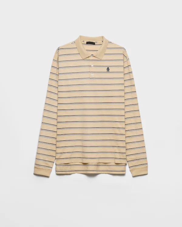 Maglia polo in piqué di cotone a righe