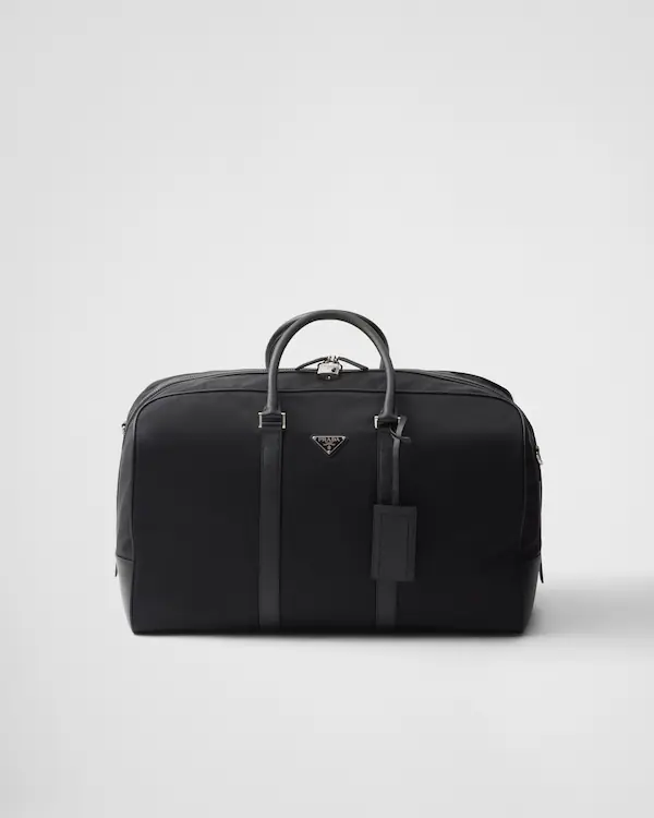 Borsa da viaggio in Re-Nylon e pelle Saffiano