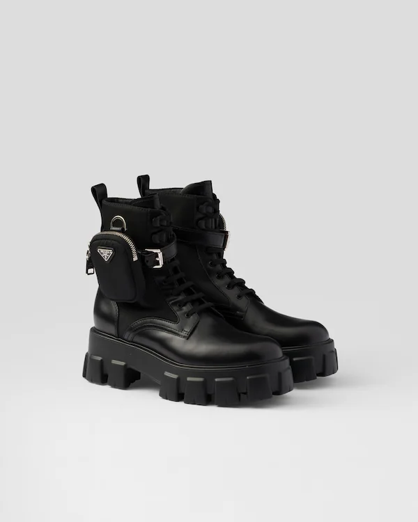 Stivali da combattimento in pelle e Re-Nylon Monolith con tasca