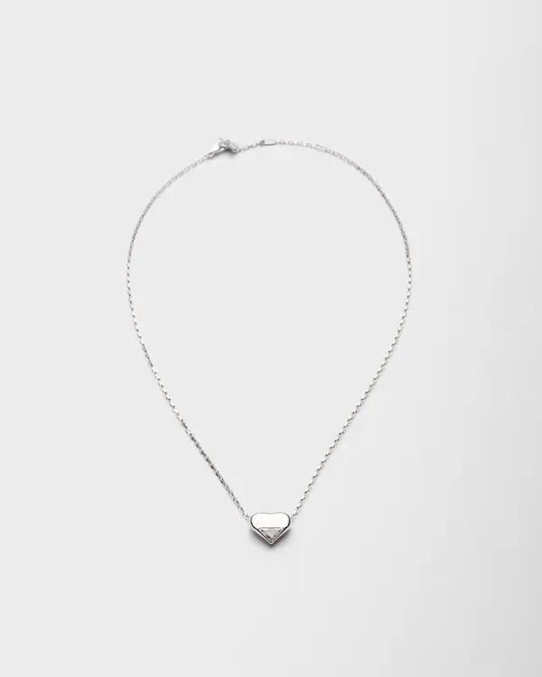 Collana cuore nano Eternal Gold in oro bianco con diamante coltivato in laboratorio
