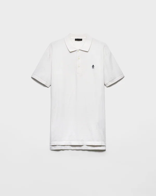 Maglietta polo in cotone tintata in fabbrica