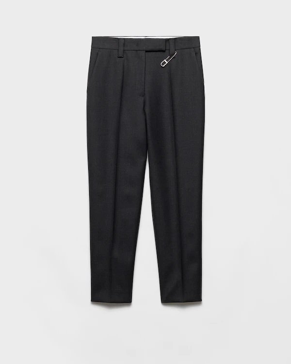 Pantaloni in gabardine di lana con spilla