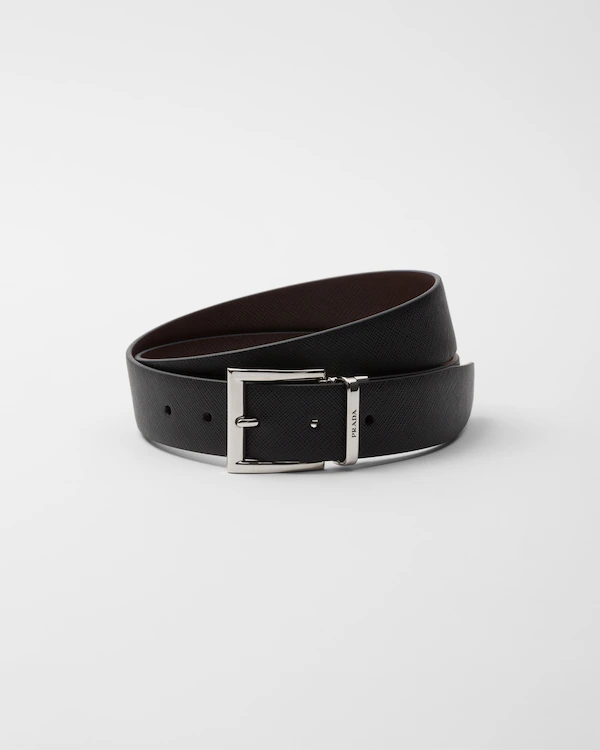 Cintura in pelle Saffiano reversibile