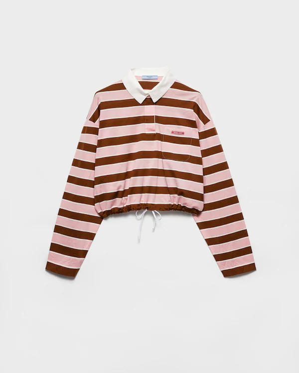 T-shirt in cotone lisle con stampa bayadere a maniche lunghe