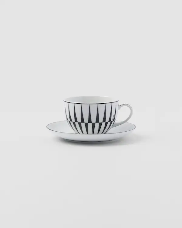 Set di due tazze da cappuccino in porcellana - Strisce
