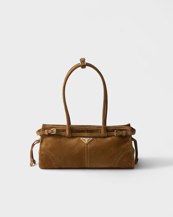 Borsa a mano in suede media Prada Bonnie