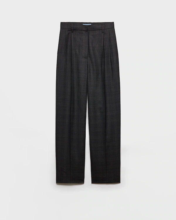 Pantaloni in lana a quadri
