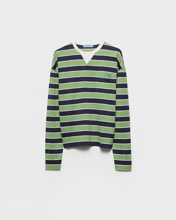 T-shirt in cotone lisle a righe con maniche lunghe bayadere