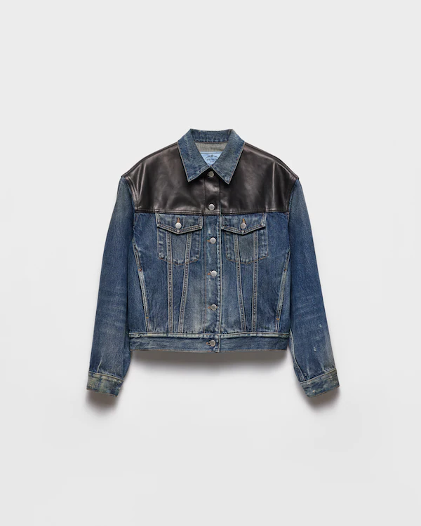 Giacca in denim e pelle