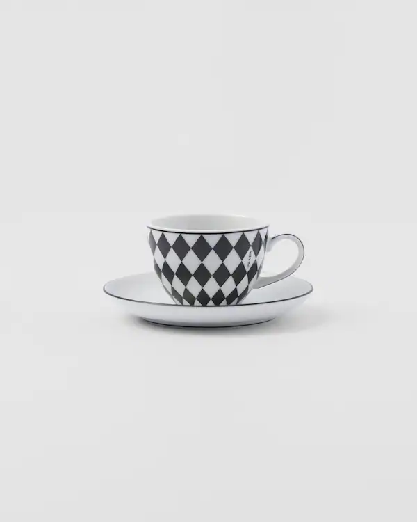 Set di quattro tazze da caffè in porcellana - Scacchiera