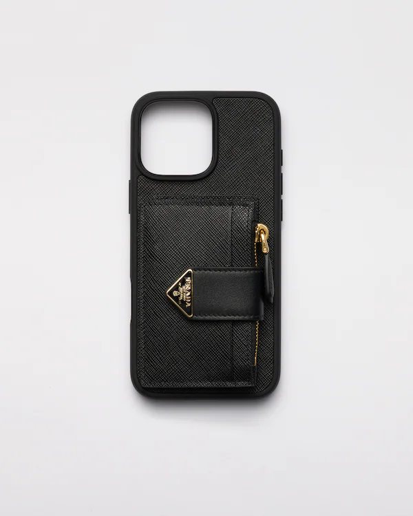 Custodia in pelle Saffiano per iPhone 16 Pro Max