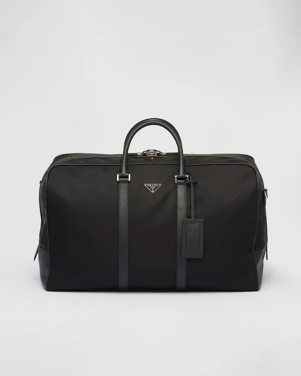 Borsa a tracolla in Re-Nylon e pelle Saffiano