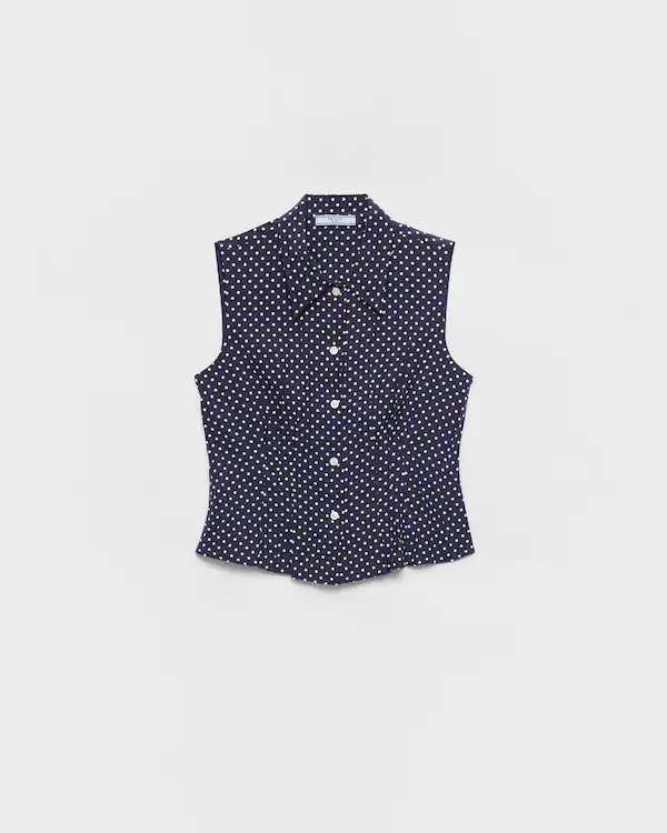 Camicia in seta marocchino a pois senza maniche