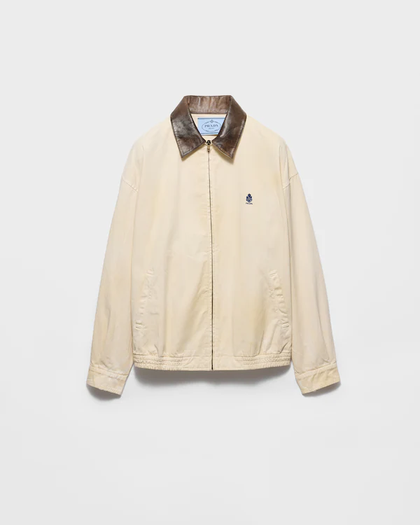 Giacca blouson in gabardine vecchia lavorata a ricamo