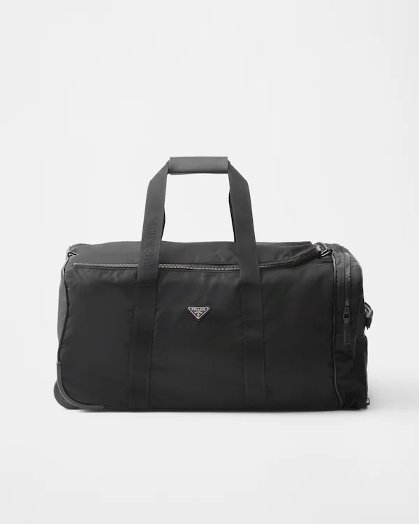 Valigia in Re-Nylon e pelle Saffiano