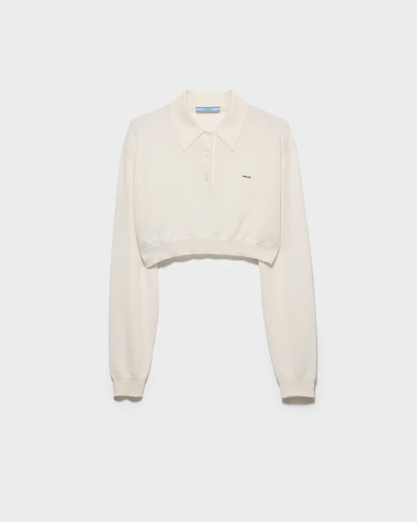 Maglia polo in cachemire corta