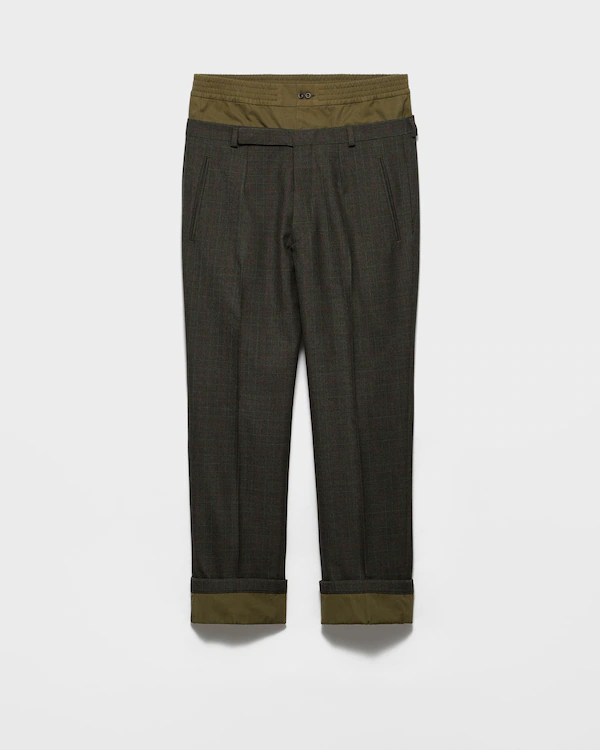 Pantaloni in lana con dettagli in cotone