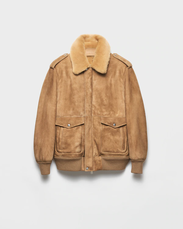 Giacca bomber in suede e pelo di pecora Giacca bomber in suede e pelo di pecora