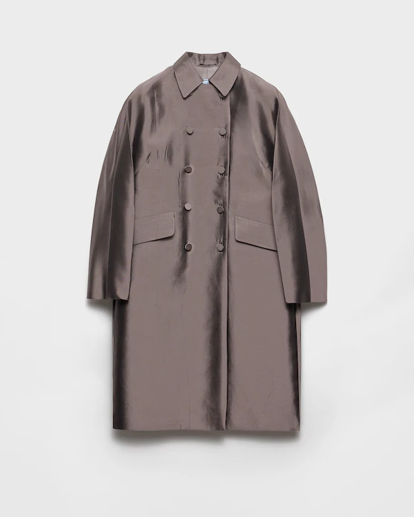 Cappotto doppiopetto in lana e seta