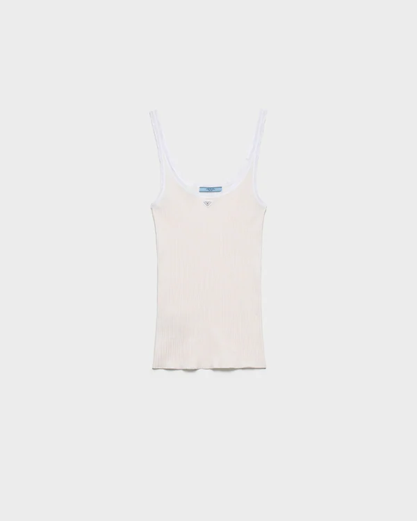 Top in cotone a costine