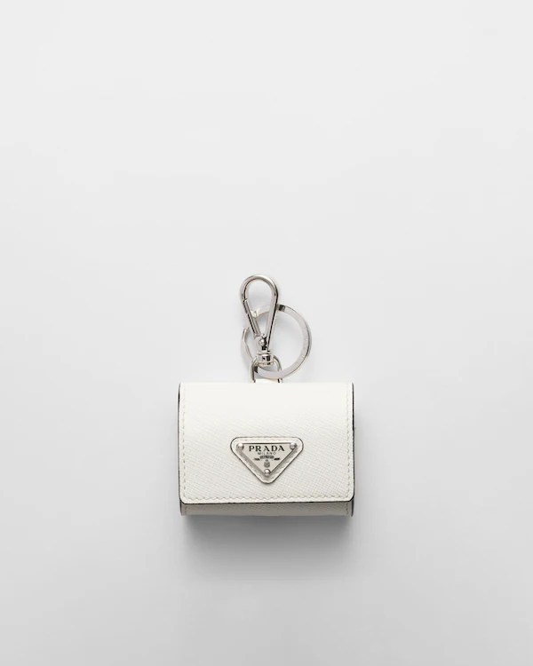 Borsa per cuffie in pelle Saffiano con portachiavi