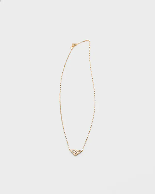 Collana con pendente micro triangolo in oro giallo e diamanti Eternal Gold