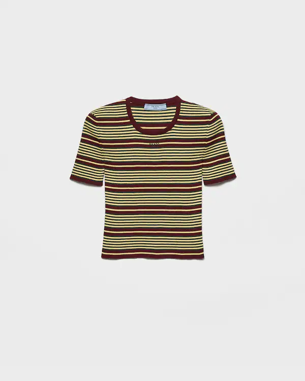 Maglione in cotone a righe manica corta