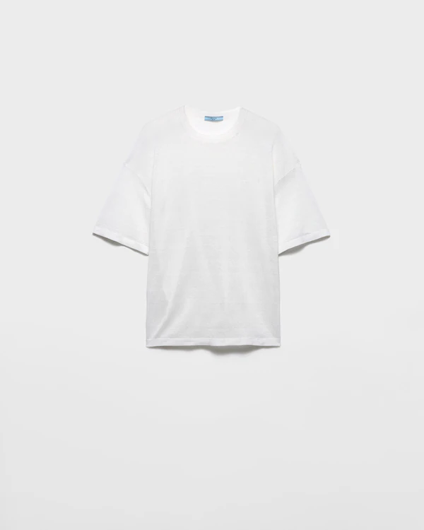 T-shirt in lino a maniche corte