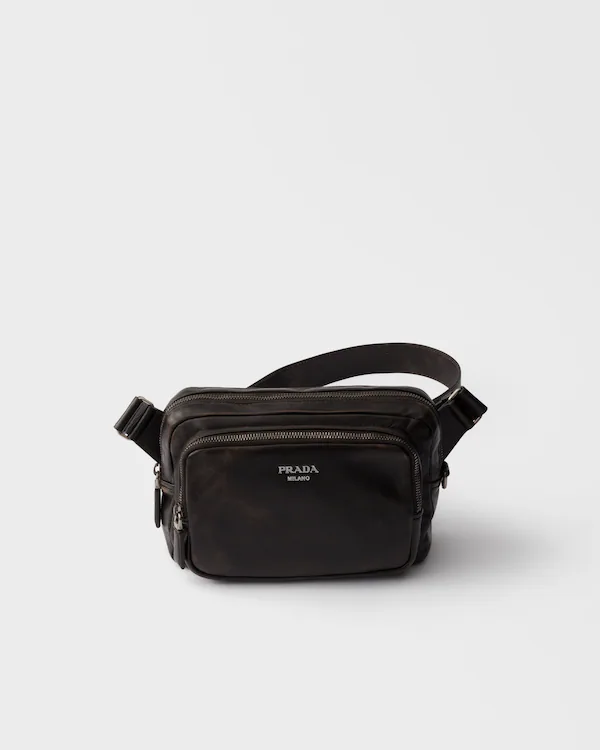 Borsa a tracolla in pelle nappa rattoppata