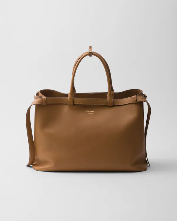 Borsa a tracolla in pelle Prada con fibbia e doppio cinturino