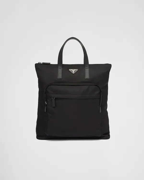 Borsa a tracolla in Re-Nylon e pelle Saffiano