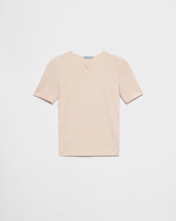 T-shirt in tessuto elasticizzato a maniche corte