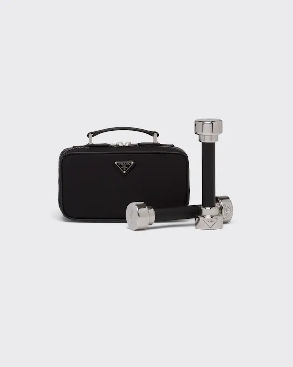 Borsa portapesi in Re-Nylon e pelle Saffiano