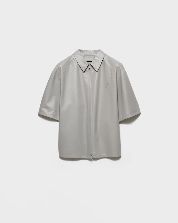 Camicia in pelle di nappa a maniche corte