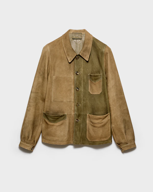 Giacca blouson in pelle scamosciata
