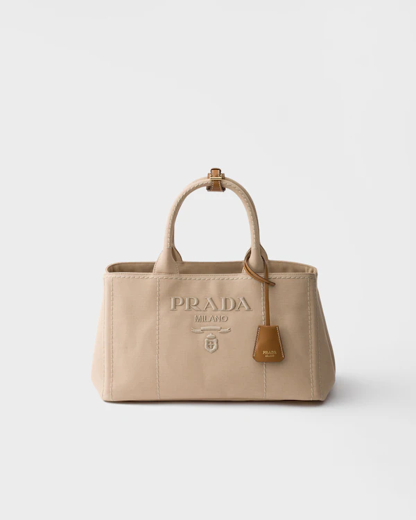 Borsa a tracolla in tela di cotone Prada Jardinière grande