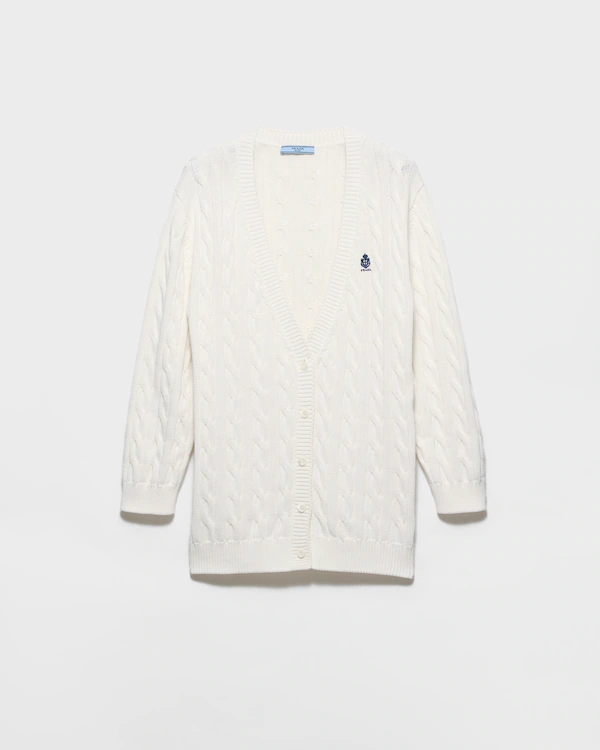 Cardigan in cotone a maglia a costine