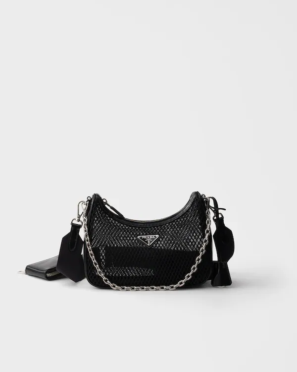 Borsa Prada Re-Edition 2005 in rete e pelle spazzolata