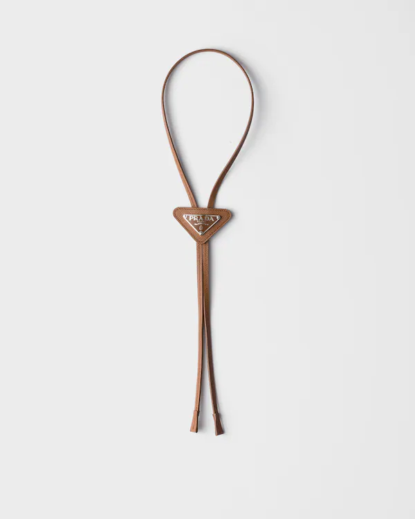 Cravatta bolo in pelle Saffiano
