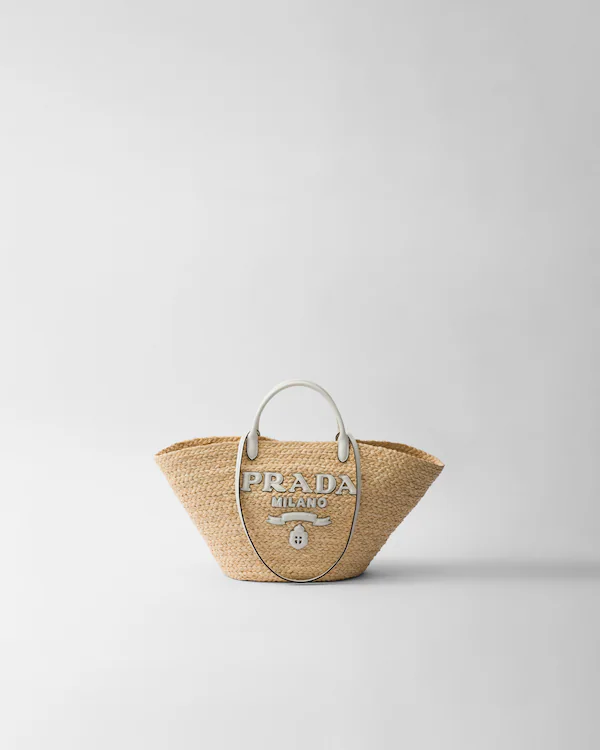 Borsa della spesa in rafia e pelle grande